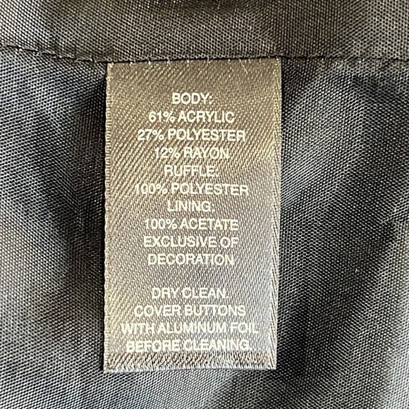 White House Black Market Blazer 4 Geometric Ruffle Lace Beaded Cropped Career - Picture 9 of 9